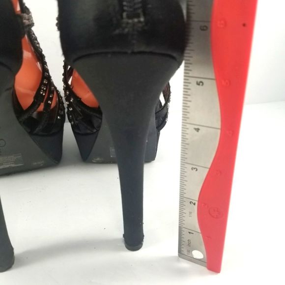 Jessica Simpson Elanor Black Satin Heel Stiletto Size 10B. S764 - Picture 5 of 7